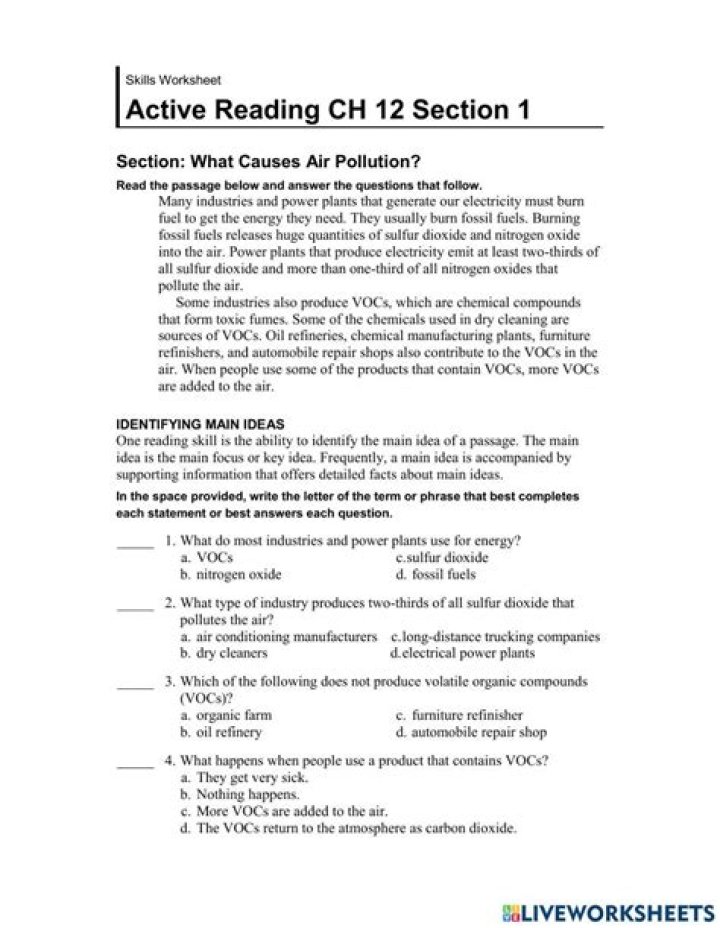 active reading what causes air pollution