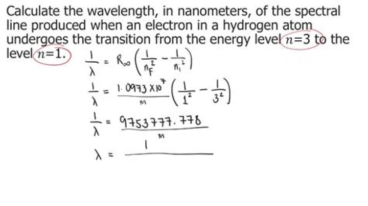 calculate the wavelength in nanometers of the spectral line produced when an electron in a hydrogen