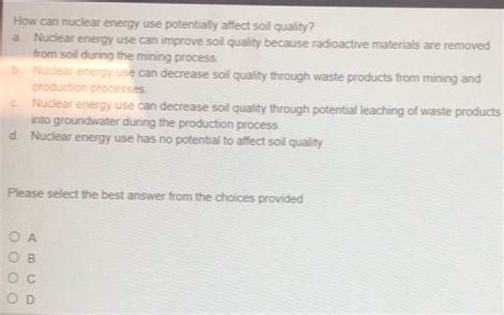 how can nuclear energy use potentially affect soil quality?