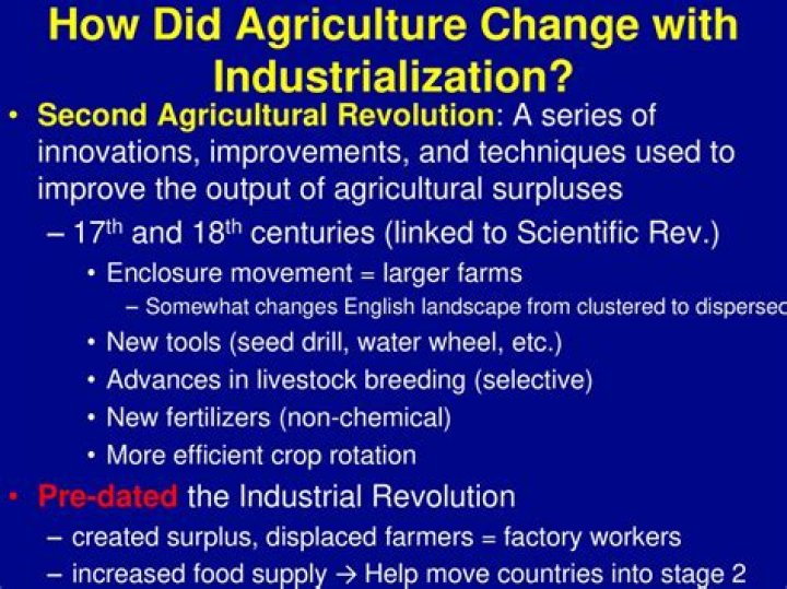 how did agriculture change with industrialization?