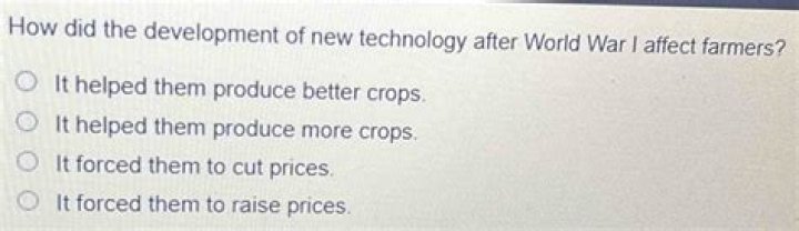how did the development of new technology after world war i affect farmers?