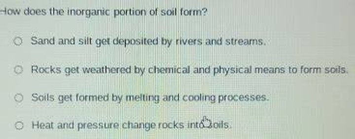 how does the inorganic portion of soil form