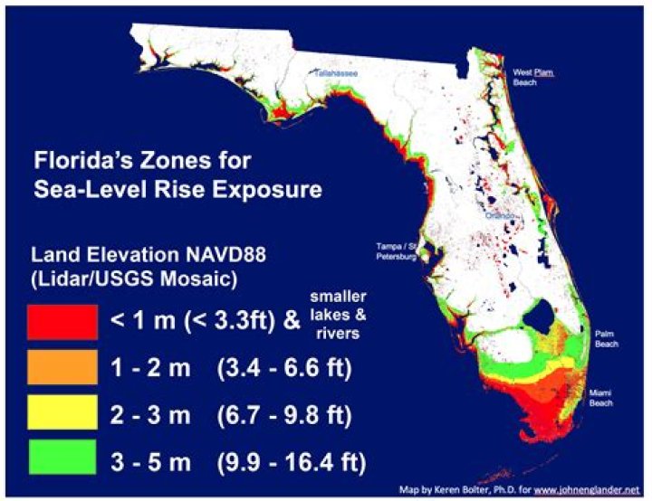 how many feet above sea level is florida