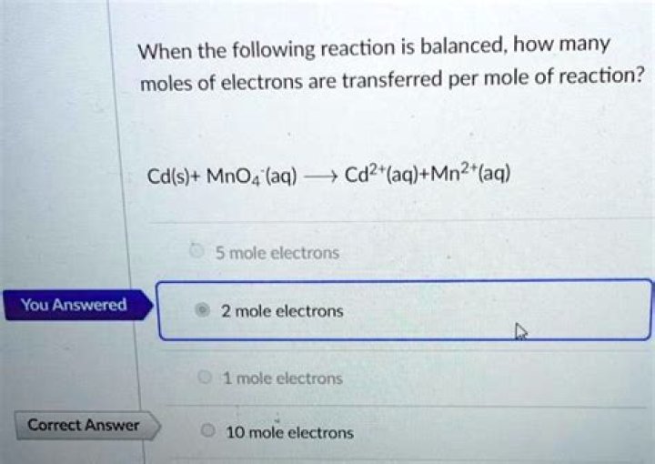 how many moles of electrons are transferred