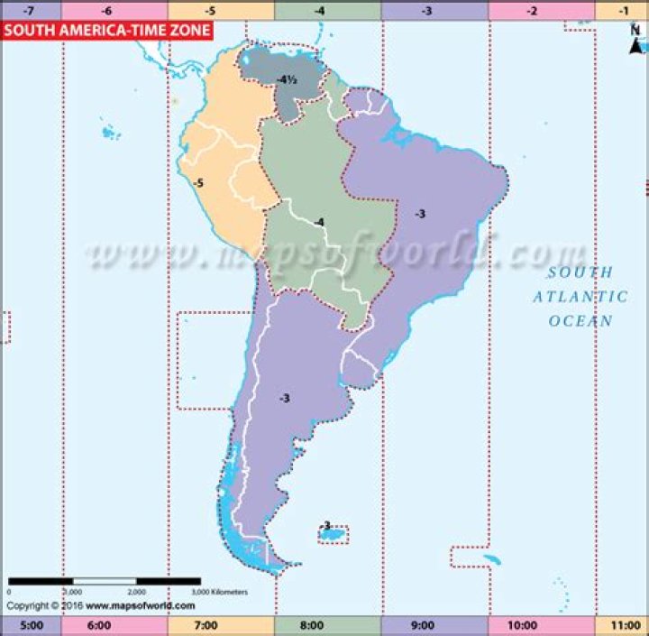 how many time zones in south america