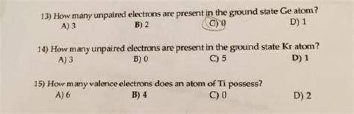 how many unpaired electrons are present in the ground state kr atom?
