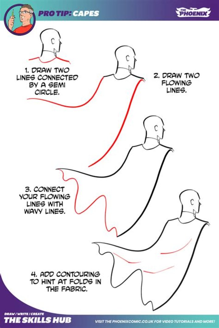how to draw a cape blowing in the wind