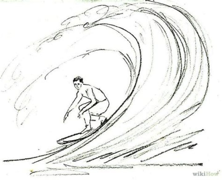 how to draw a surfer on a wave