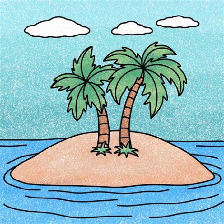 how to draw an island easy
