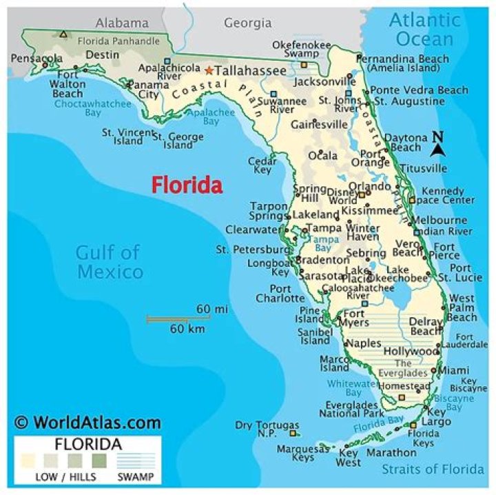 how wide is florida at its widest point