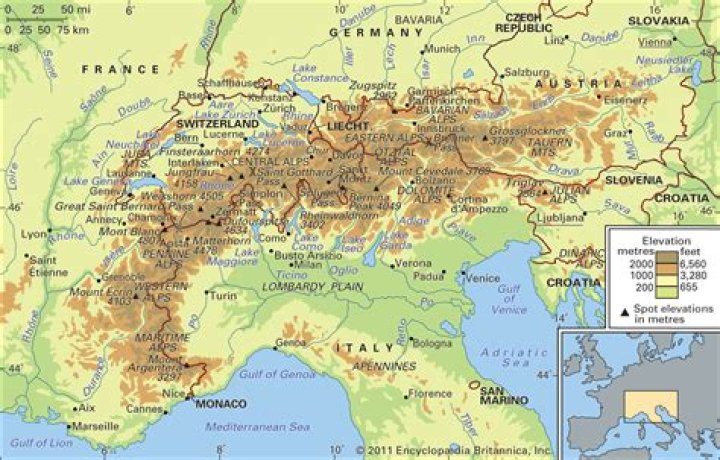 what continent is the alps mountains located