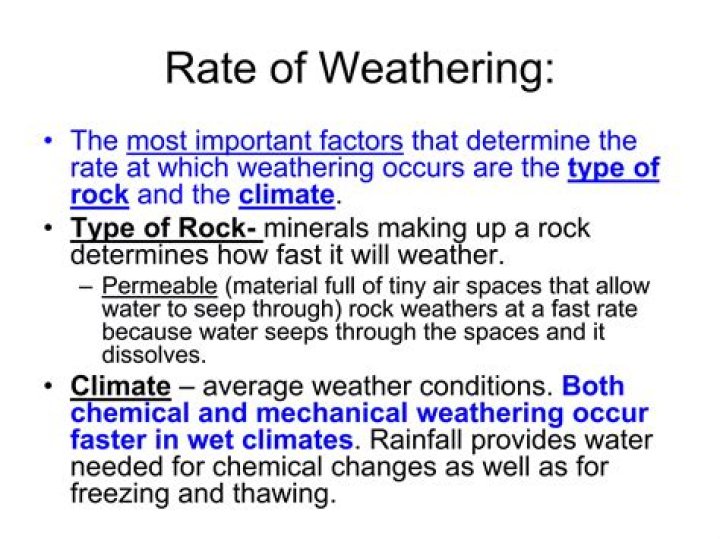 what factors determine the rate of weathering
