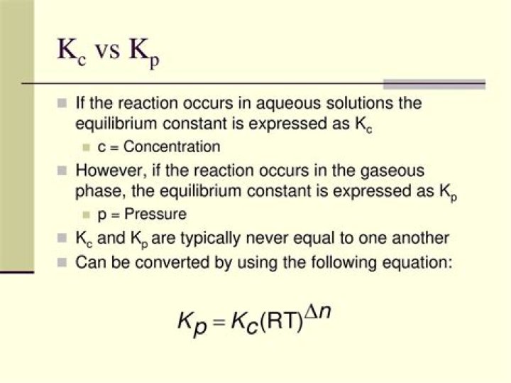 what is Î´n for the following equation in relating kc to kp?
