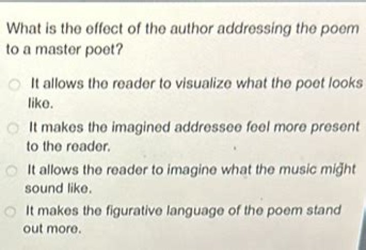 what is the effect of the author addressing the poem to a master poet?
