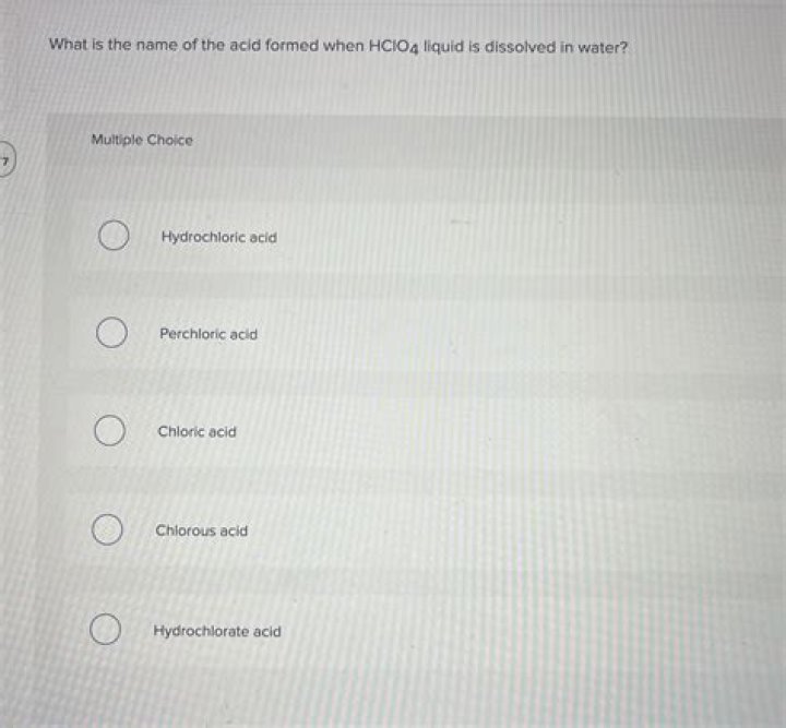 what is the name of the acid formed when hclo4 liquid is dissolved in water?