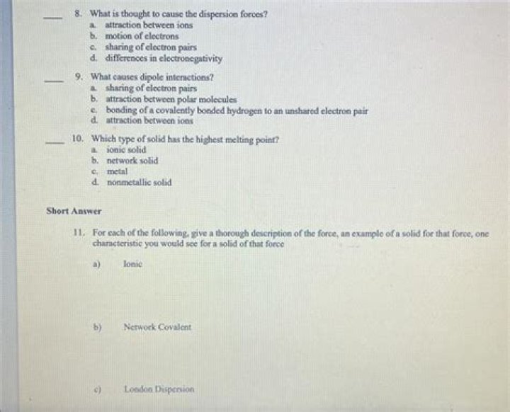 what is thought to cause the dispersion forces?