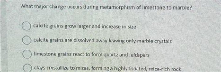 what major change occurs during metamorphism of limestone to marble