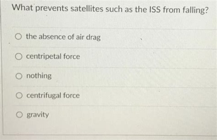 what prevents satellites such as the iss from falling