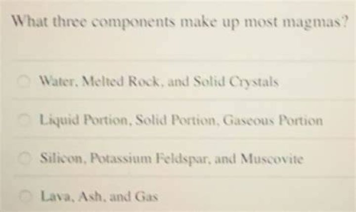 what three components make up most magmas?
