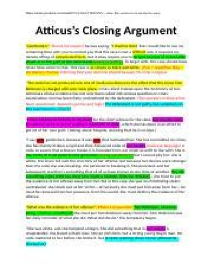what were atticus closing remarks to the jury