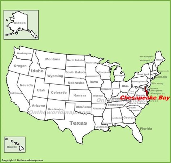 where is the chesapeake bay located on a map
