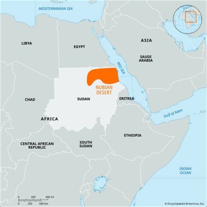 where is the nubian desert located on a map