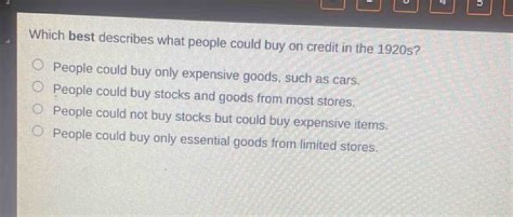 which best describes what people could buy on credit in the 1920s?