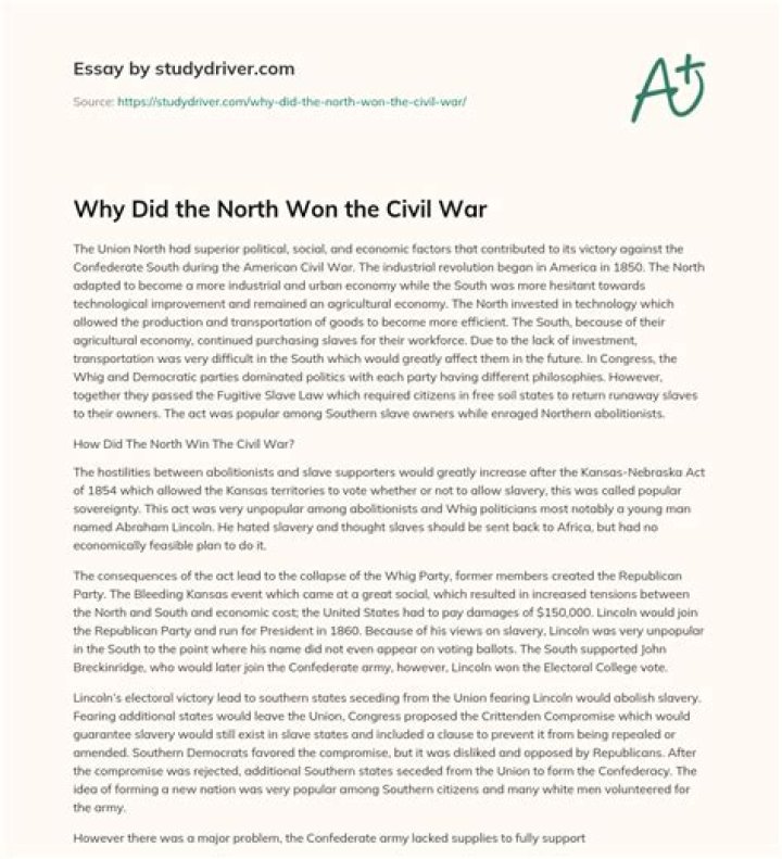 why did the north win