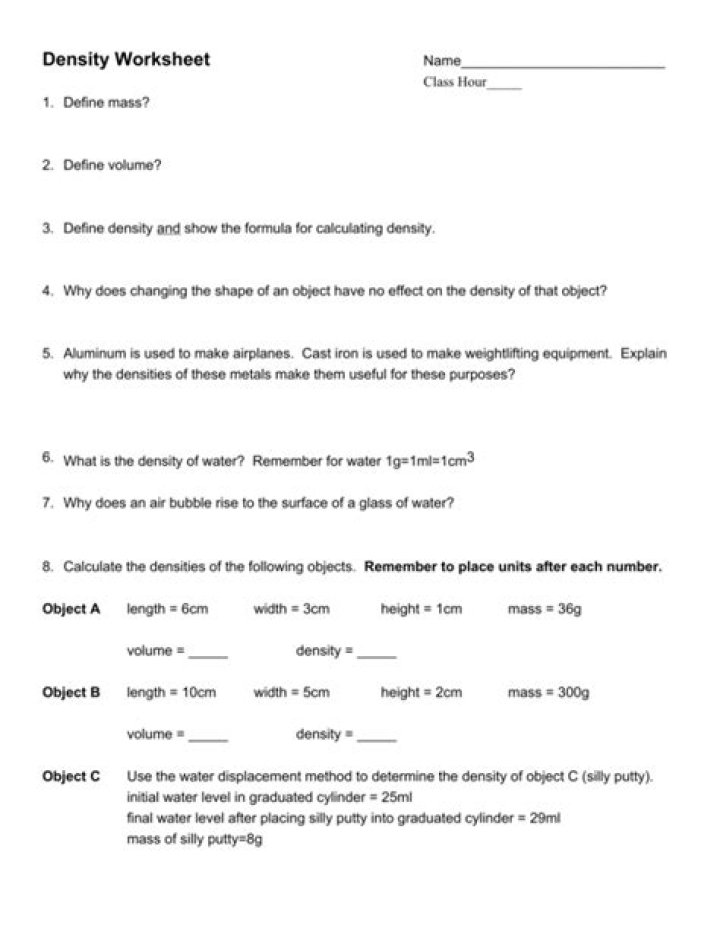 why does changing the shape of an object have no effect on the density of that object