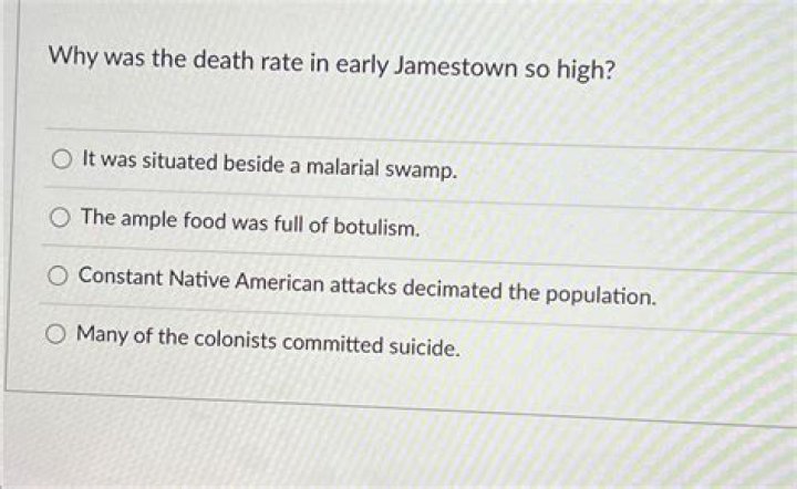 why was the death rate in early jamestown so high